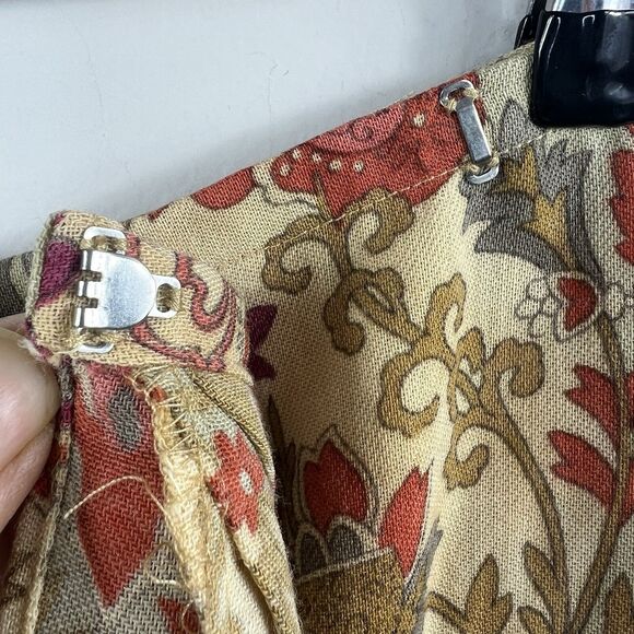 Talbots Vintage Tan Orange Floral Wrap Long Skirt Size 2 Wool - Picture 13 of 16